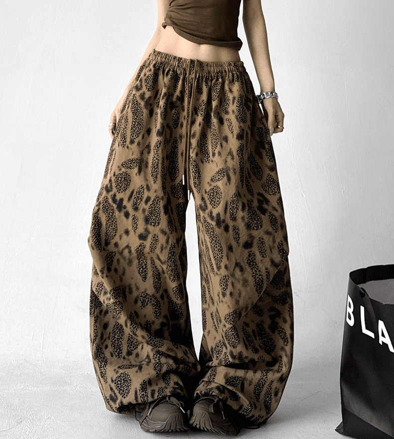 Leopard Print Wide Leg Drawstring Pants - COPPING THREADS - CT Select