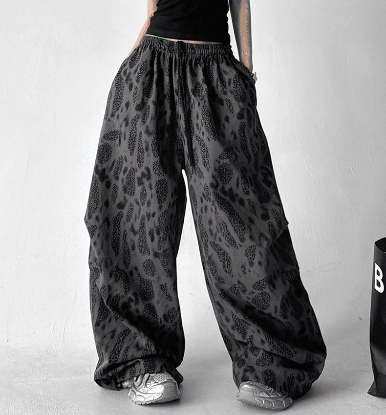 Leopard Print Wide Leg Drawstring Pants - COPPING THREADS - CT Select