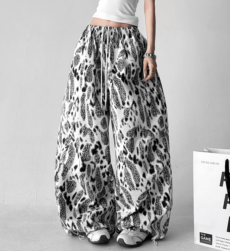 Leopard Print Wide Leg Drawstring Pants - COPPING THREADS - CT Select