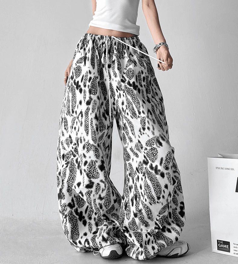 Leopard Print Wide Leg Drawstring Pants - COPPING THREADS - CT Select