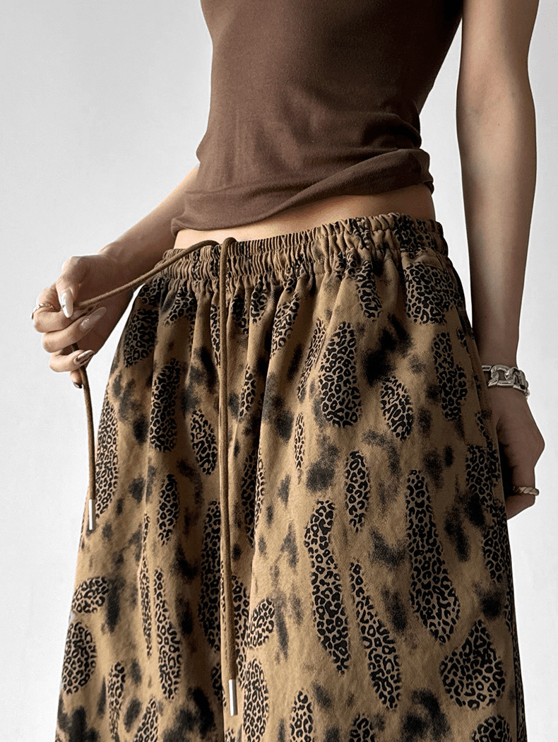 Leopard Print Wide Leg Drawstring Pants - COPPING THREADS - CT Select