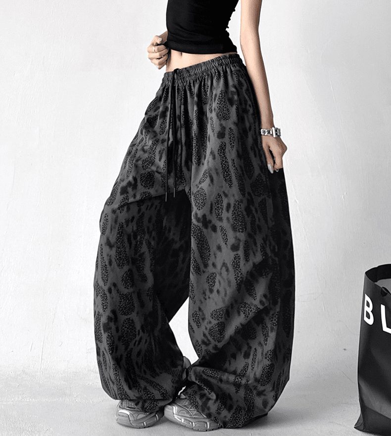 Leopard Print Wide Leg Drawstring Pants - COPPING THREADS - CT Select