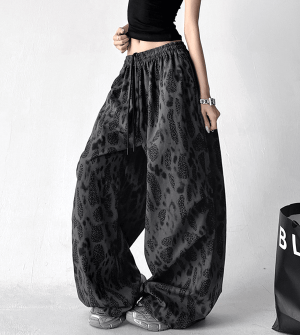 Leopard Print Wide Leg Drawstring Pants - COPPING THREADS - CT Select
