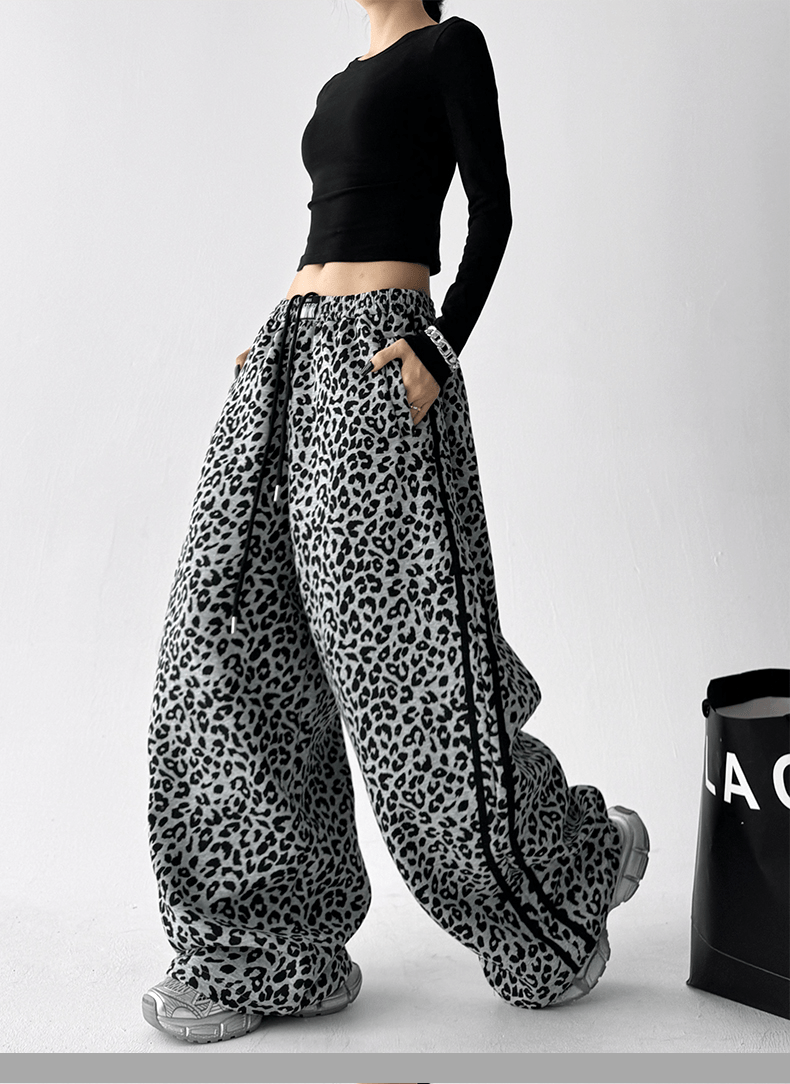 Leopard Print Wide‑Leg Track Pants - COPPING THREADS - CT Select