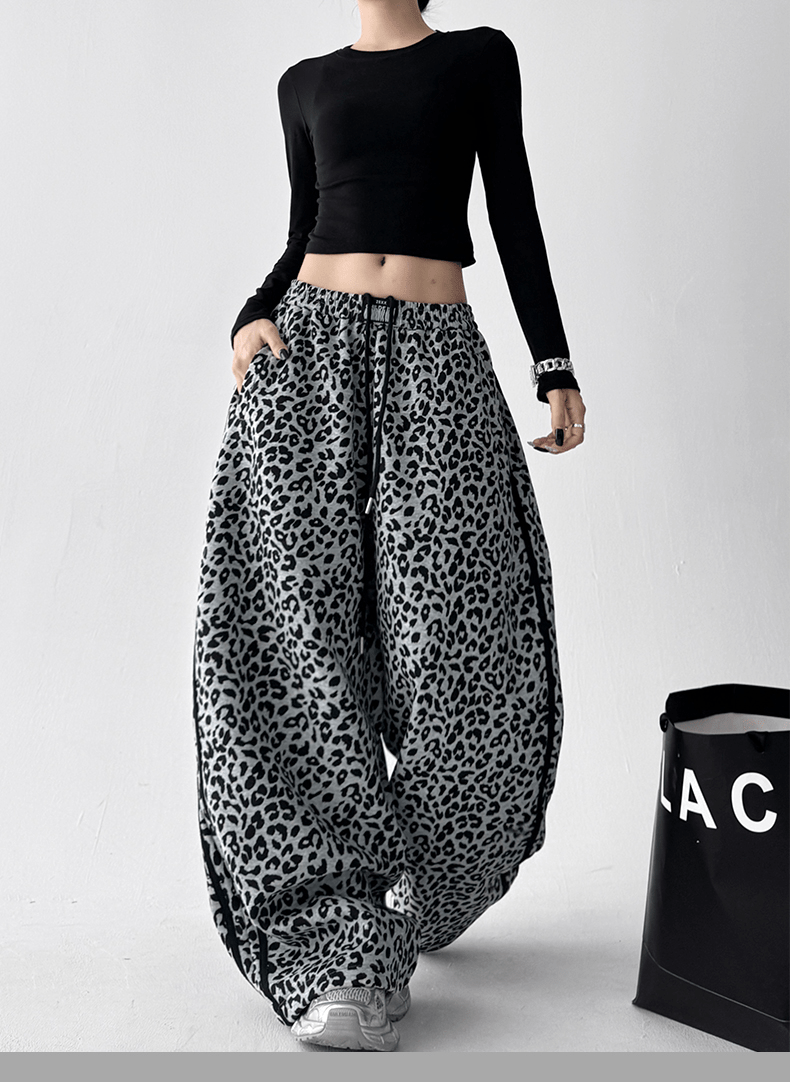 Leopard Print Wide‑Leg Track Pants - COPPING THREADS - CT Select