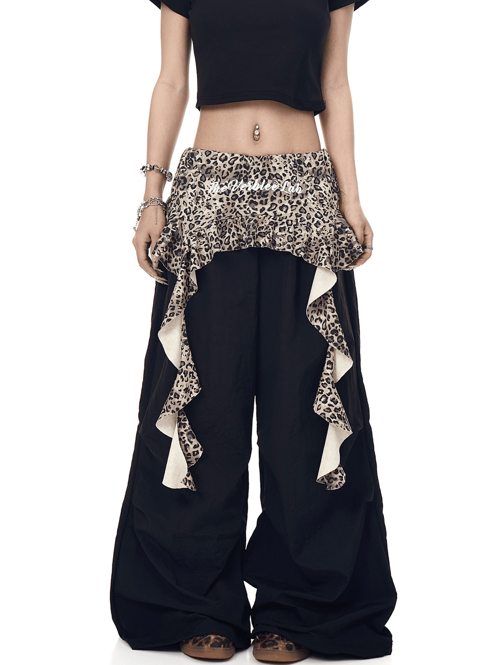 Leopard Ruffle Layered Parachute Pants - COPPING THREADS - CT Select