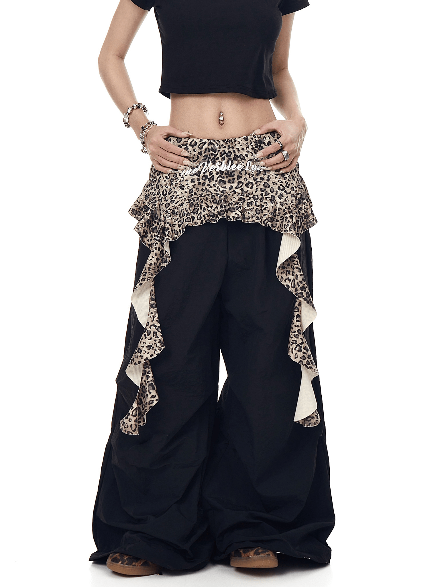 Leopard Ruffle Layered Parachute Pants - COPPING THREADS - CT Select