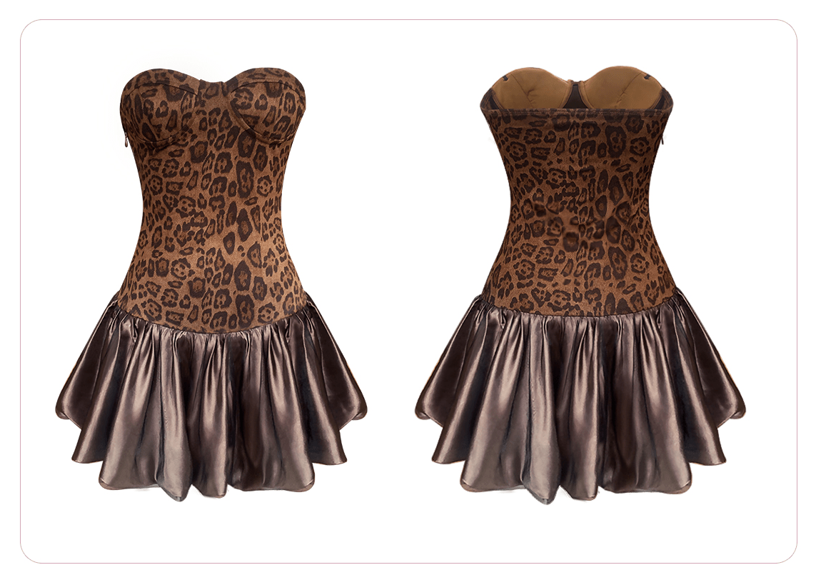 Leopard Strapless Bustier Dress - COPPING THREADS - Girly Fancy