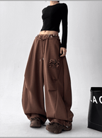 Leopard‑Trim Baggy Wide‑Leg Sweatpants - COPPING THREADS - CT Select