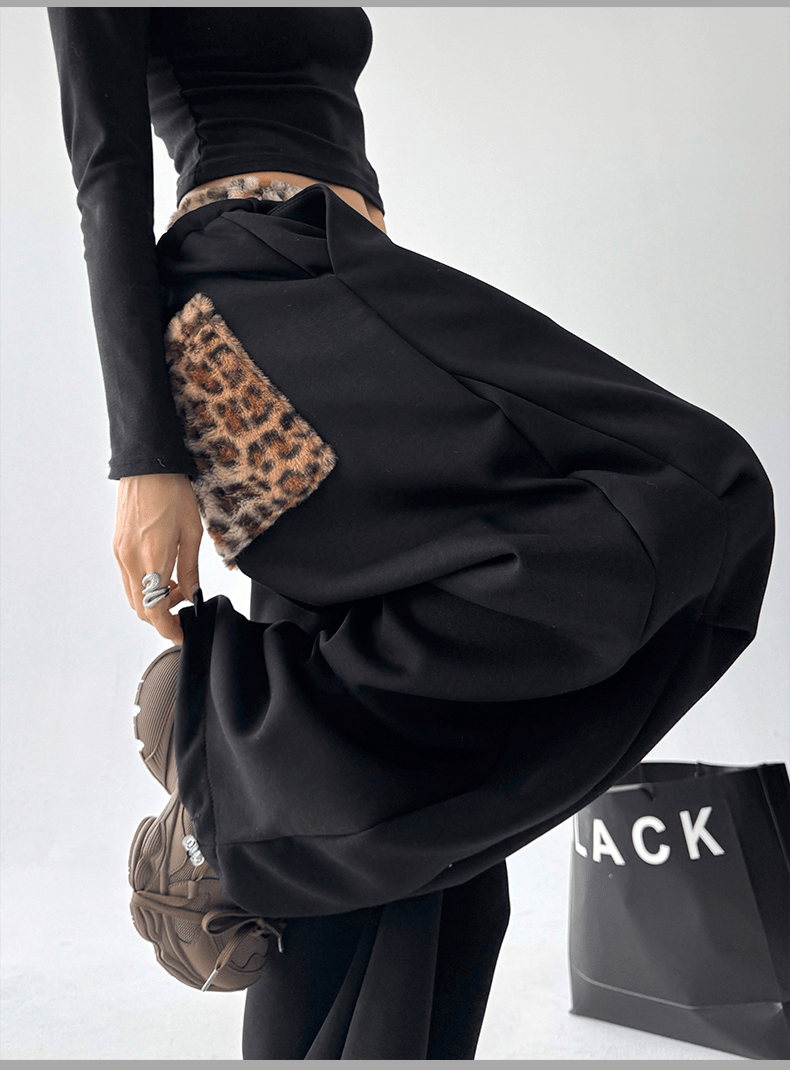 Leopard‑Trim Baggy Wide‑Leg Sweatpants - COPPING THREADS - CT Select