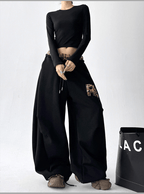 Leopard‑Trim Baggy Wide‑Leg Sweatpants - COPPING THREADS - CT Select