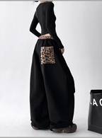Leopard‑Trim Baggy Wide‑Leg Sweatpants - COPPING THREADS - CT Select