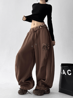 Leopard‑Trim Baggy Wide‑Leg Sweatpants - COPPING THREADS - CT Select