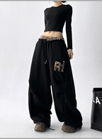 Leopard‑Trim Baggy Wide‑Leg Sweatpants - COPPING THREADS - CT Select
