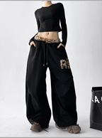 Leopard‑Trim Baggy Wide‑Leg Sweatpants - COPPING THREADS - CT Select