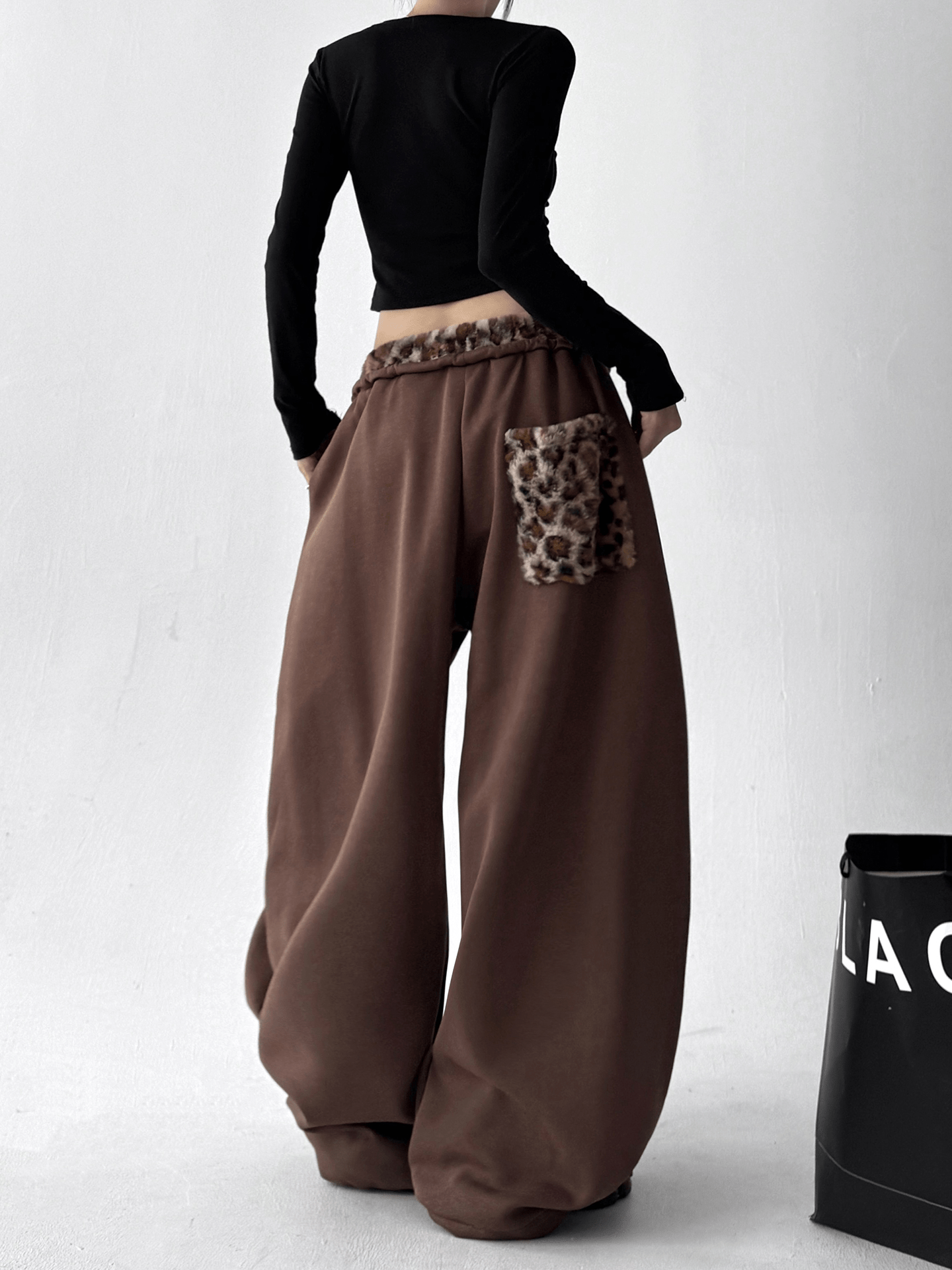 Leopard‑Trim Baggy Wide‑Leg Sweatpants - COPPING THREADS - CT Select