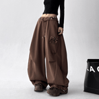 Leopard‑Trim Baggy Wide‑Leg Sweatpants - COPPING THREADS - CT Select