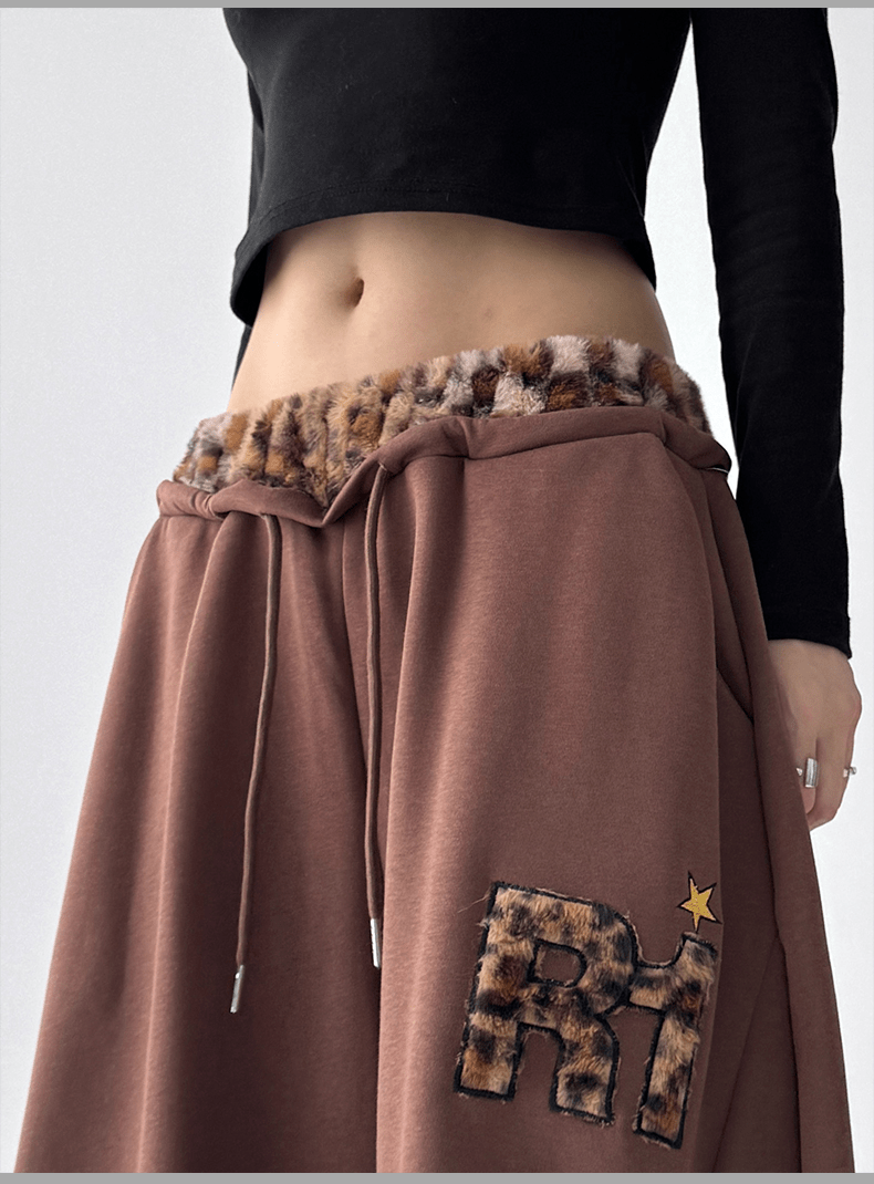 Leopard‑Trim Baggy Wide‑Leg Sweatpants - COPPING THREADS - CT Select
