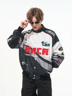 Letter Embroidered Color - Blocked Moto Racing Jacket - COPPING THREADS - Harsh and Cruel