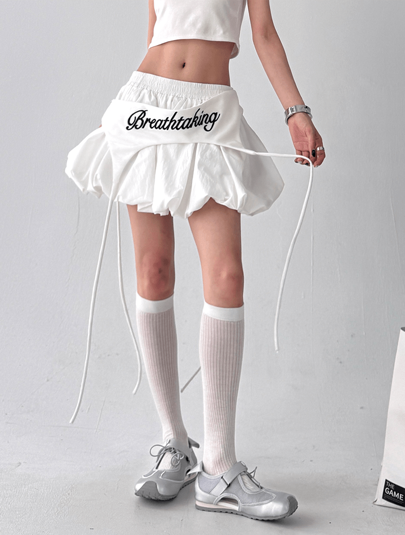 Letter Embroidered Layered Puff Mini Skirt - COPPING THREADS - CT Select