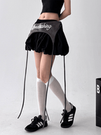 Letter Embroidered Layered Puff Mini Skirt - COPPING THREADS - CT Select