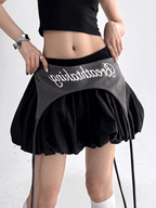Letter Embroidered Layered Puff Mini Skirt - COPPING THREADS - CT Select
