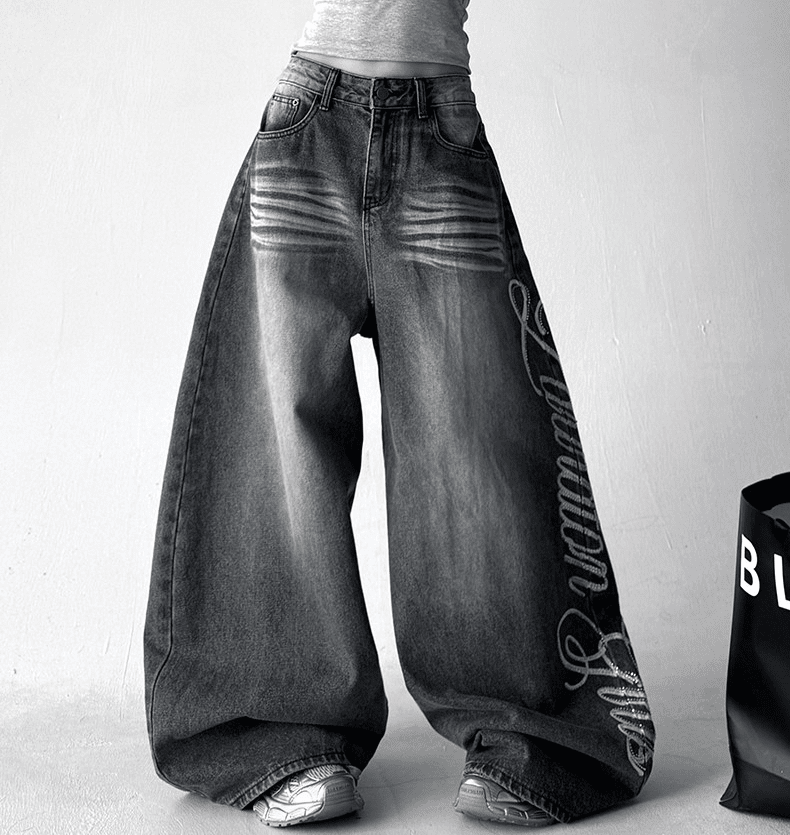 Letter Graffiti Script Wide - leg Jeans - COPPING THREADS - CT Select