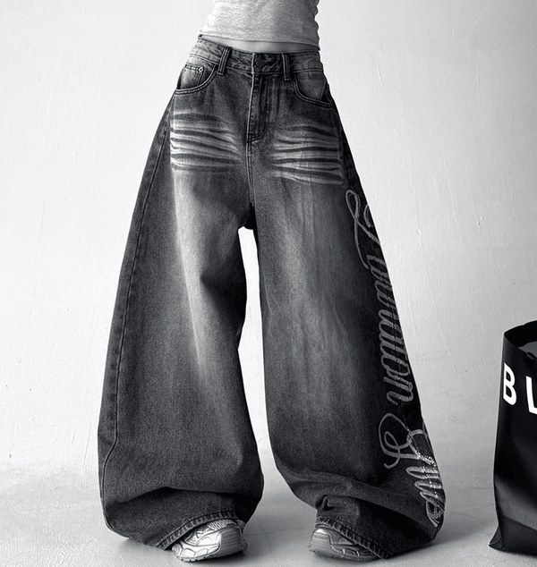Letter Graffiti Script Wide - leg Jeans - COPPING THREADS - CT Select