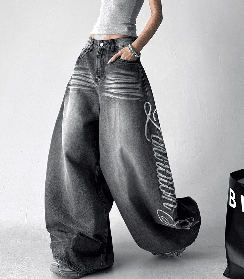Letter Graffiti Script Wide - leg Jeans - COPPING THREADS - CT Select