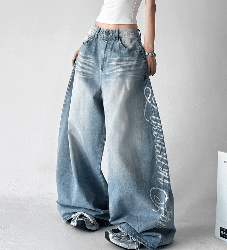Letter Graffiti Script Wide - leg Jeans - COPPING THREADS - CT Select Main image