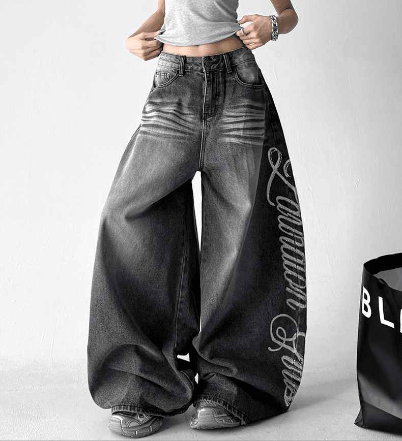 Letter Graffiti Script Wide - leg Jeans - COPPING THREADS - CT Select