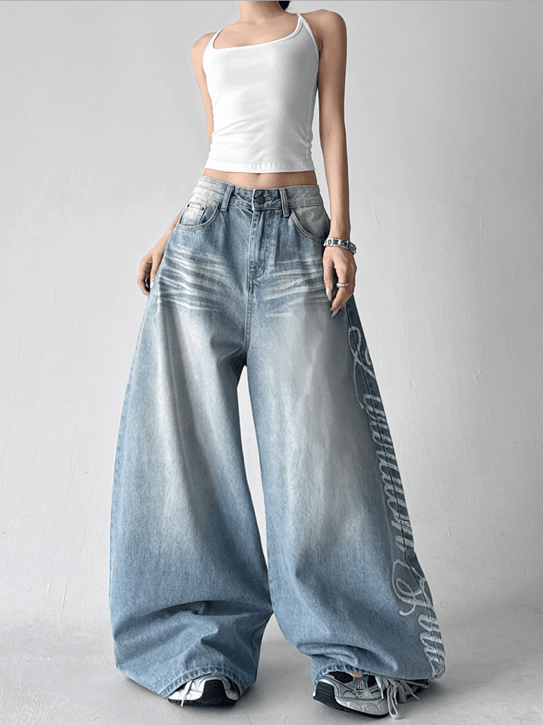 Letter Graffiti Script Wide - leg Jeans - COPPING THREADS - CT Select