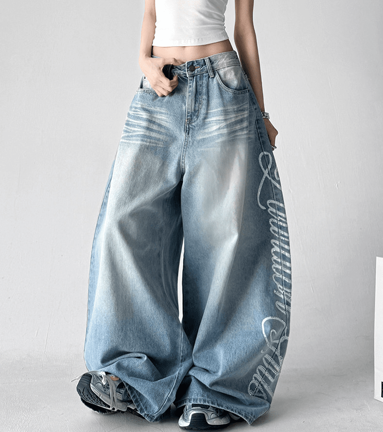 Letter Graffiti Script Wide - leg Jeans - COPPING THREADS - CT Select