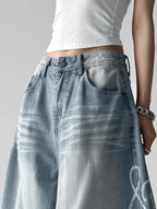 Letter Graffiti Script Wide - leg Jeans - COPPING THREADS - CT Select