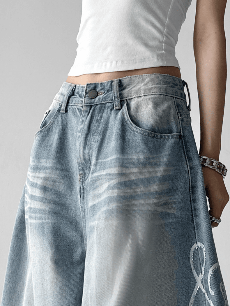 Letter Graffiti Script Wide - leg Jeans - COPPING THREADS - CT Select