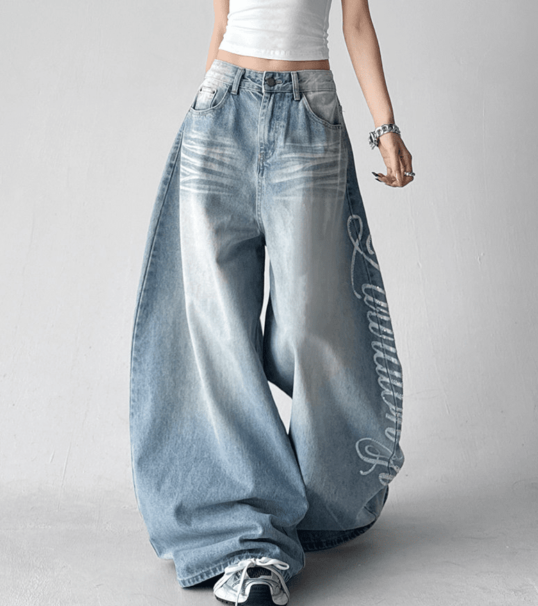 Letter Graffiti Script Wide - leg Jeans - COPPING THREADS - CT Select