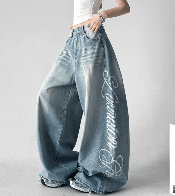 Letter Graffiti Script Wide - leg Jeans - COPPING THREADS - CT Select