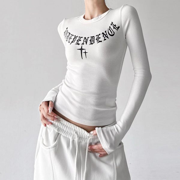 Letter-Graphic Fitted Long-Sleeve Top - CT5159 - COPPING THREADS - CT ORIGINALS