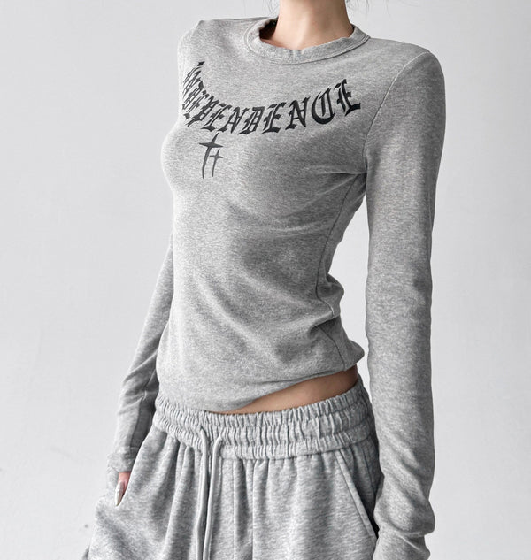 Letter-Graphic Fitted Long-Sleeve Top - CT5159 - COPPING THREADS - CT ORIGINALS