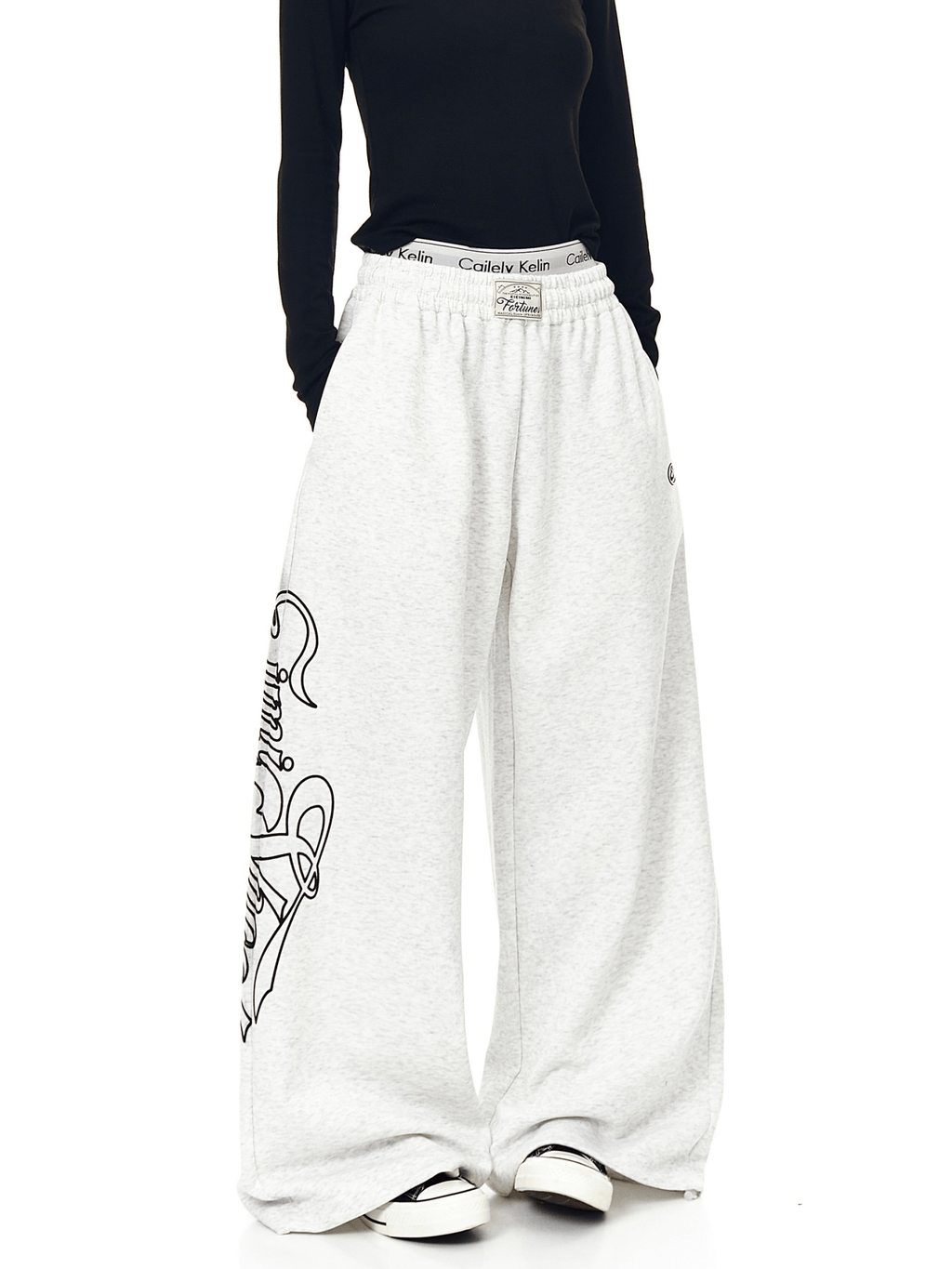 Letter Graphics Wide‑leg Sweatpants - COPPING THREADS - CT Select