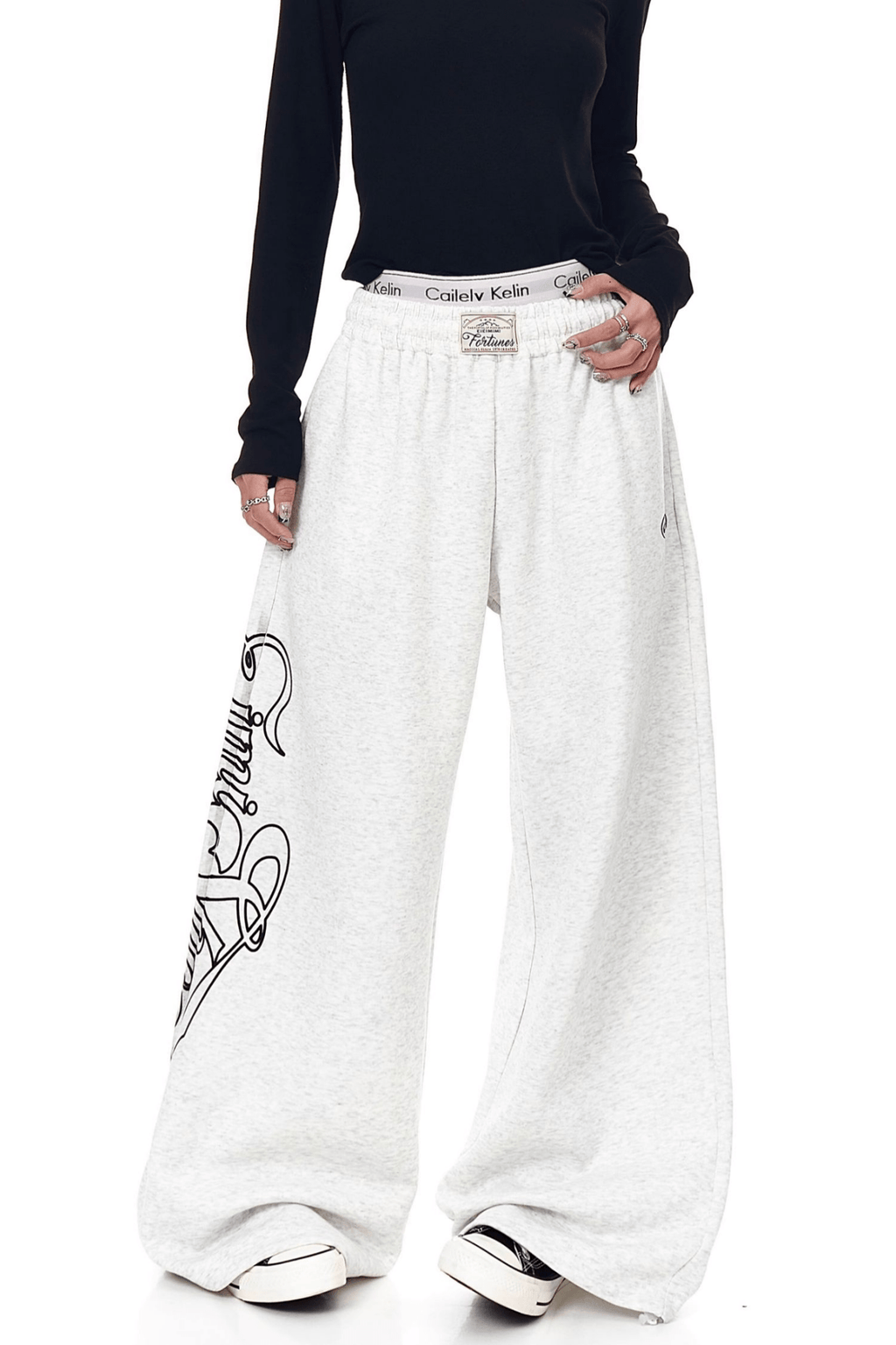 Letter Graphics Wide‑leg Sweatpants - COPPING THREADS - CT Select