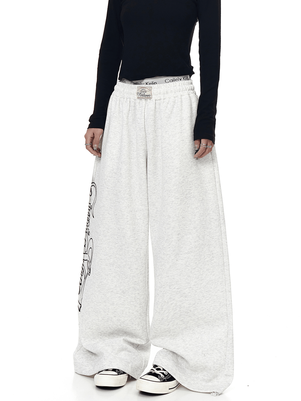 Letter Graphics Wide‑leg Sweatpants - COPPING THREADS - CT Select