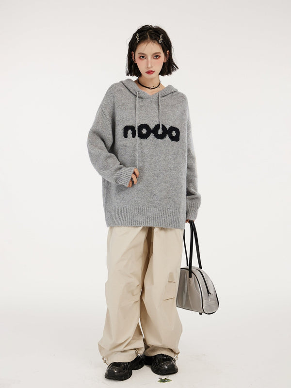 Letter Knitted Hoodie Sweater - COPPING THREADS - CT Select