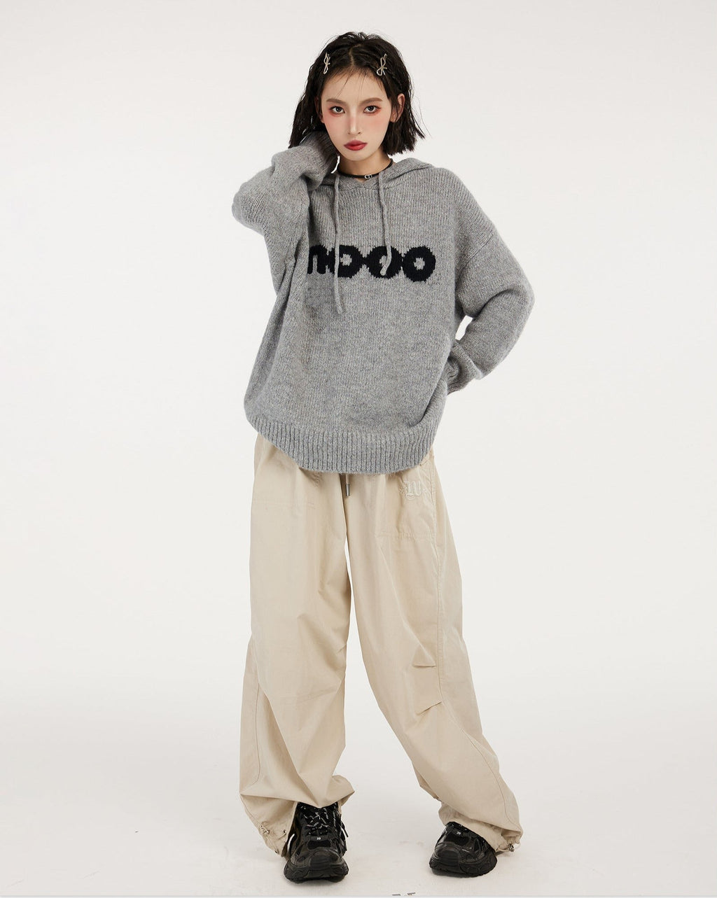 Letter Knitted Hoodie Sweater - COPPING THREADS - CT Select