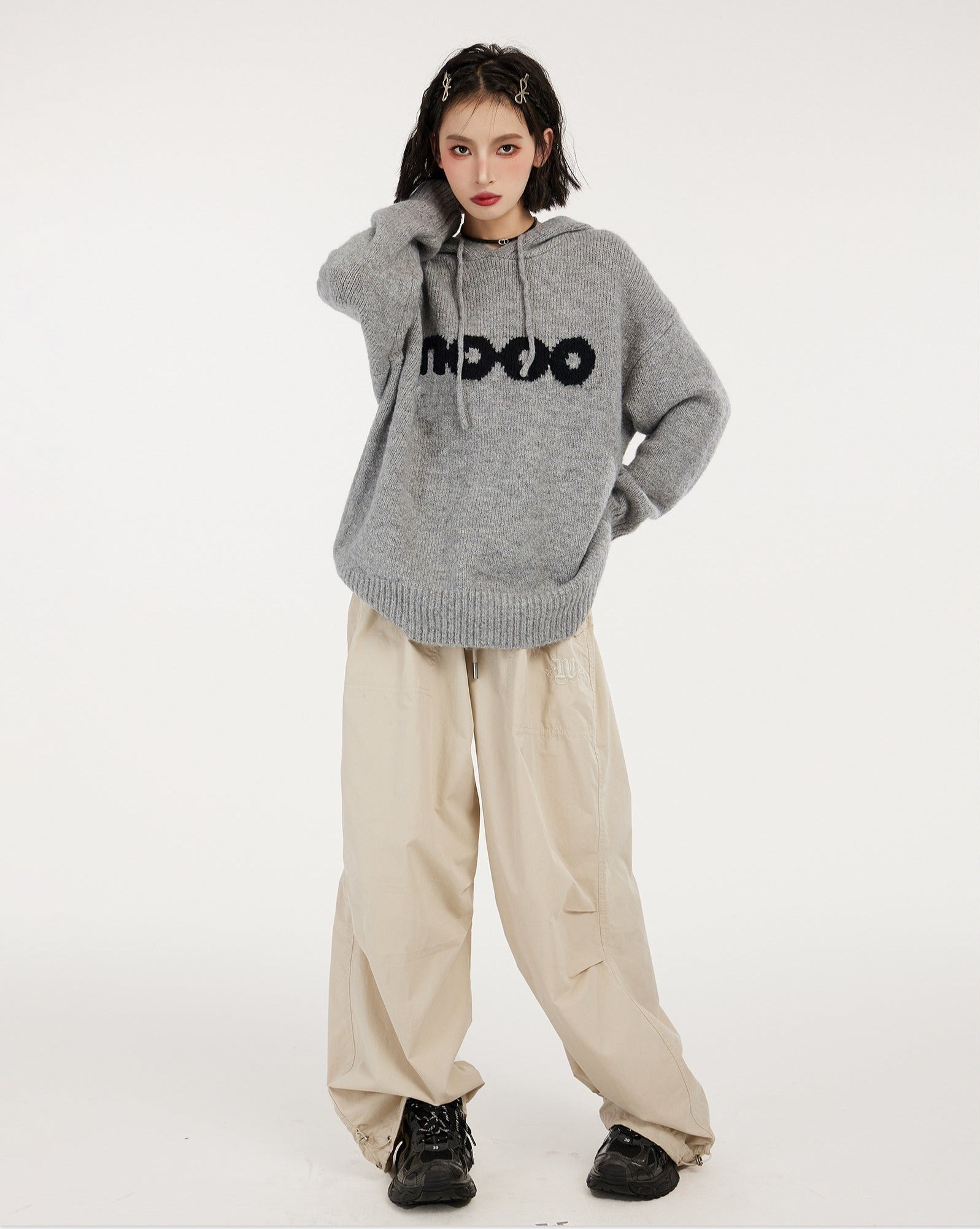 Letter Knitted Hoodie Sweater - COPPING THREADS - CT Select