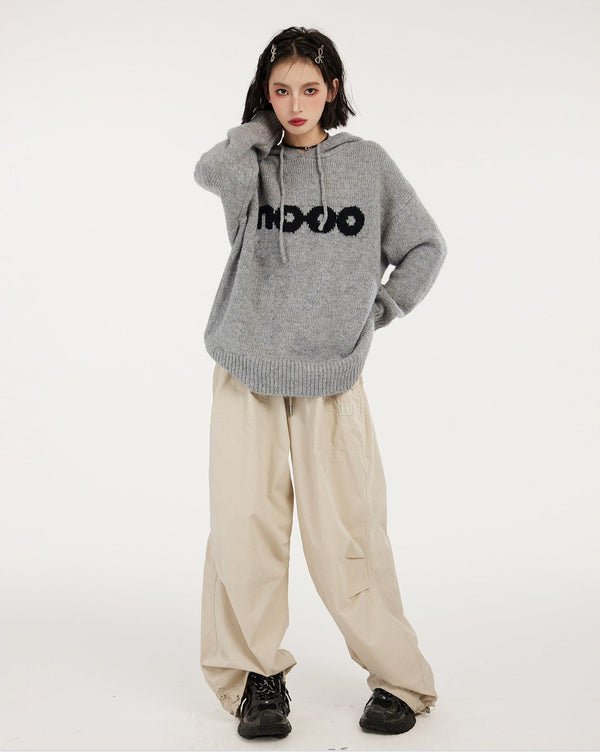Letter Knitted Hoodie Sweater - COPPING THREADS - CT Select
