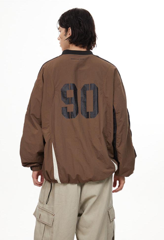 Letter Print Colorblock V - Neck Drawstring Sweatshirt - COPPING THREADS - CHICISLAND