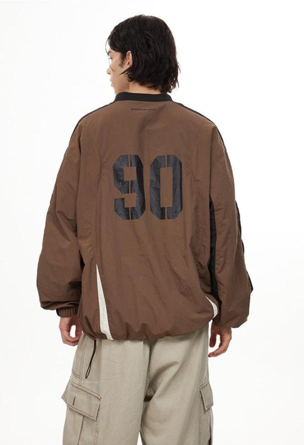 Letter Print Colorblock V - Neck Drawstring Sweatshirt - COPPING THREADS - CHICISLAND