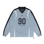 Letter Print Colorblock V - Neck Drawstring Sweatshirt - COPPING THREADS - CHICISLAND