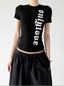Letter Print Fitted T-Shirt - CT6677 - COPPING THREADS - CT ORIGINALS